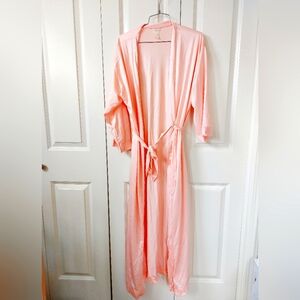 Vintage 70s/80s Pale Pink Long Length Robe sz Large Old Hollywood Boudoir Outfit